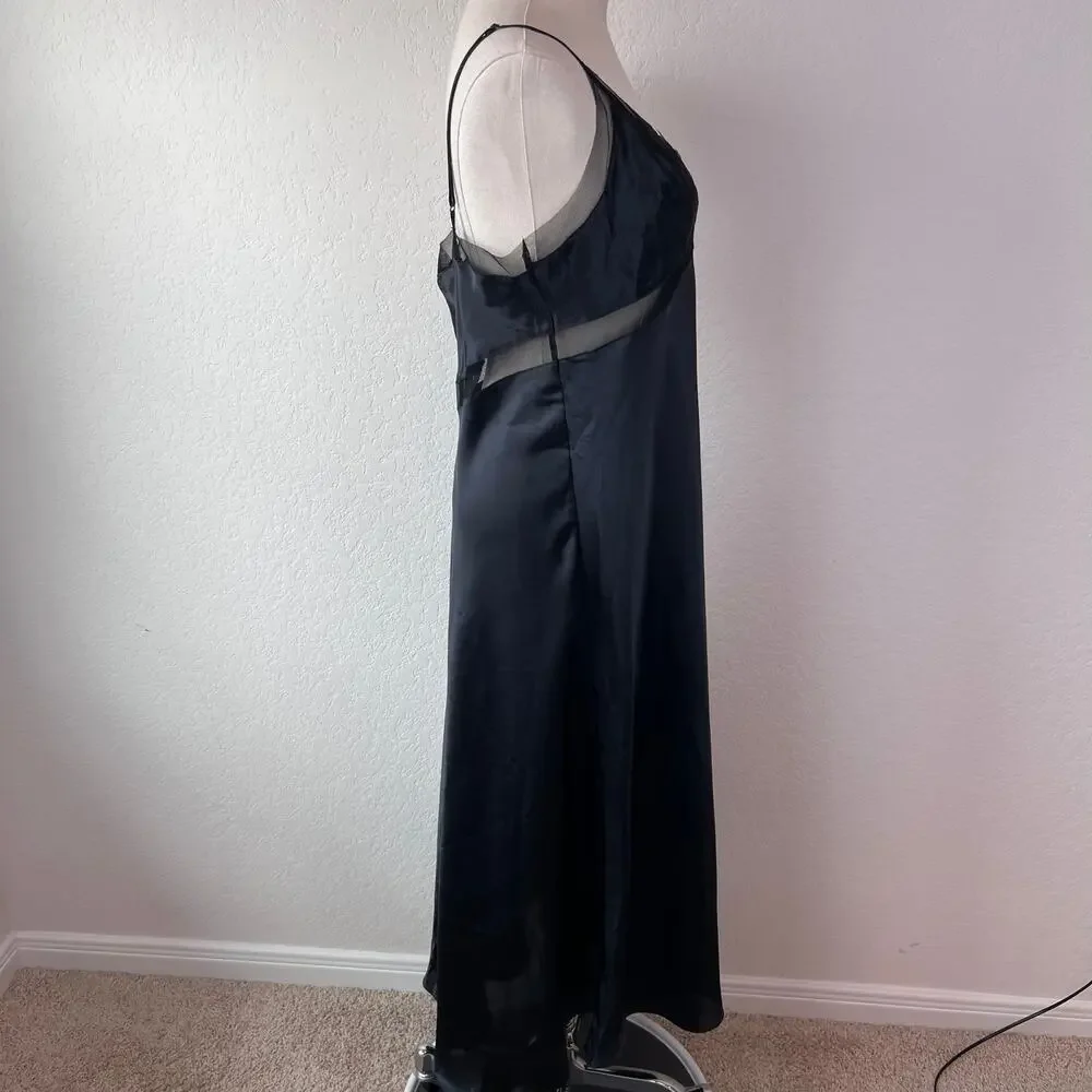 Victoria's Secret Very Sexy Midi Maxi Long Slip Dress Black Mesh Nightgown Large - Picture 12 of 13